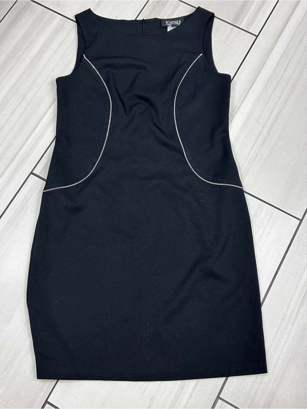 Vintage Kupcake Sheath Dress Black With Zipper Accent Sz 10